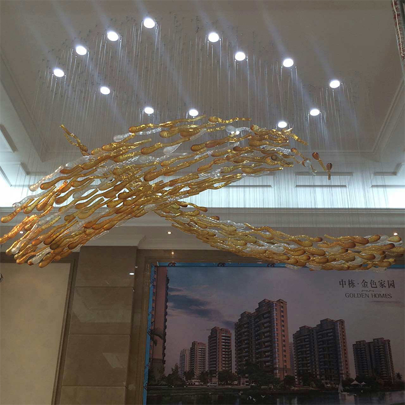 Modern Decorative Glass Stainless Steel Fish Shape Pendant Lamp