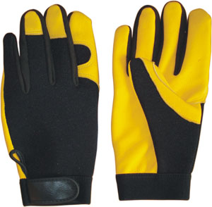 Deerskin Palm Black Spandex Back Mechanic Work Glove