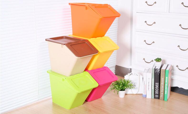 Small Size Stackable Plastic Storage Box with Swing Lid