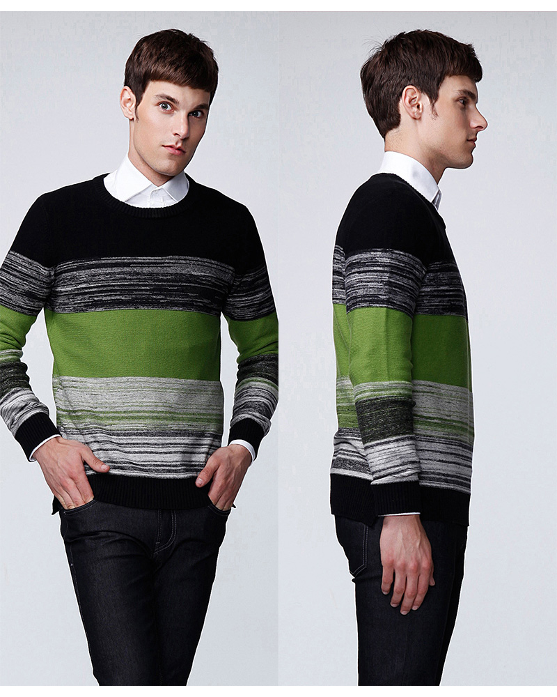 100%Cotton Wholesale Fashion Clothing Striped Knit Men Sweater