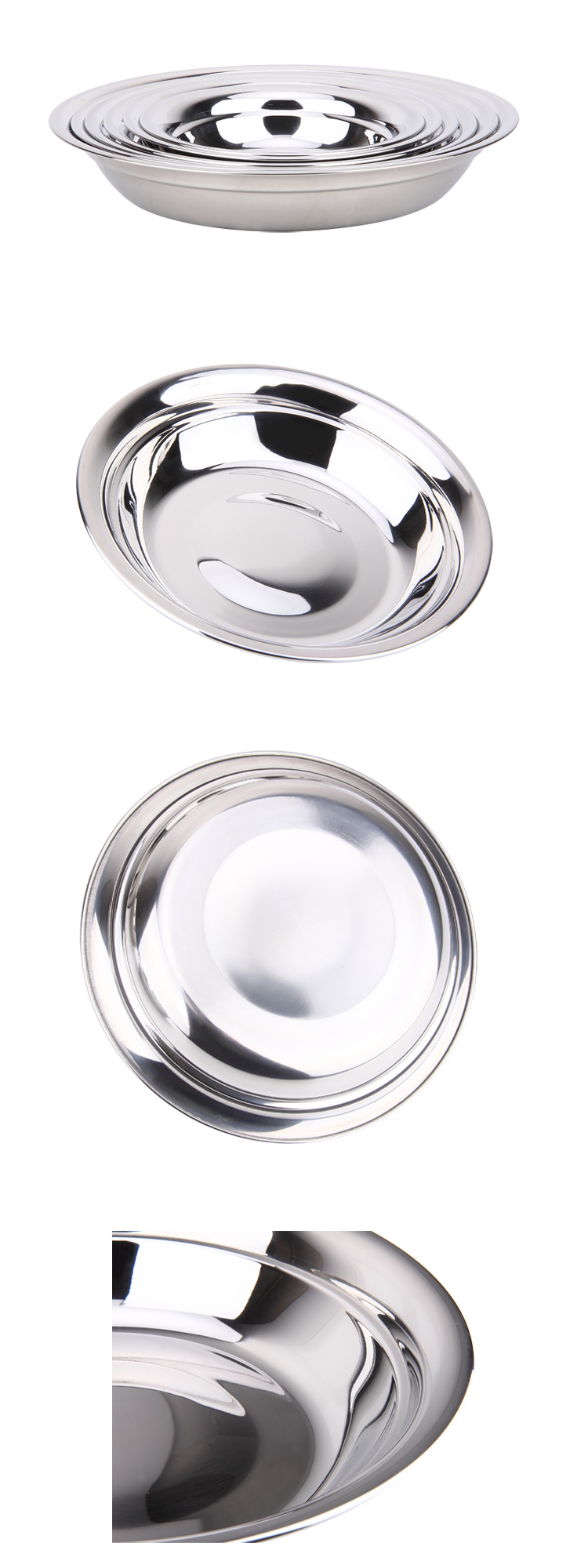 Multi-Size Stainless Steel Soup Plate & Mixing Bowls