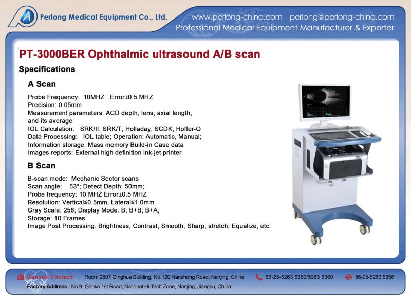 Names of Ultrasound Ophthalmic Ab Scan PT-CAS-2000ber, Model B