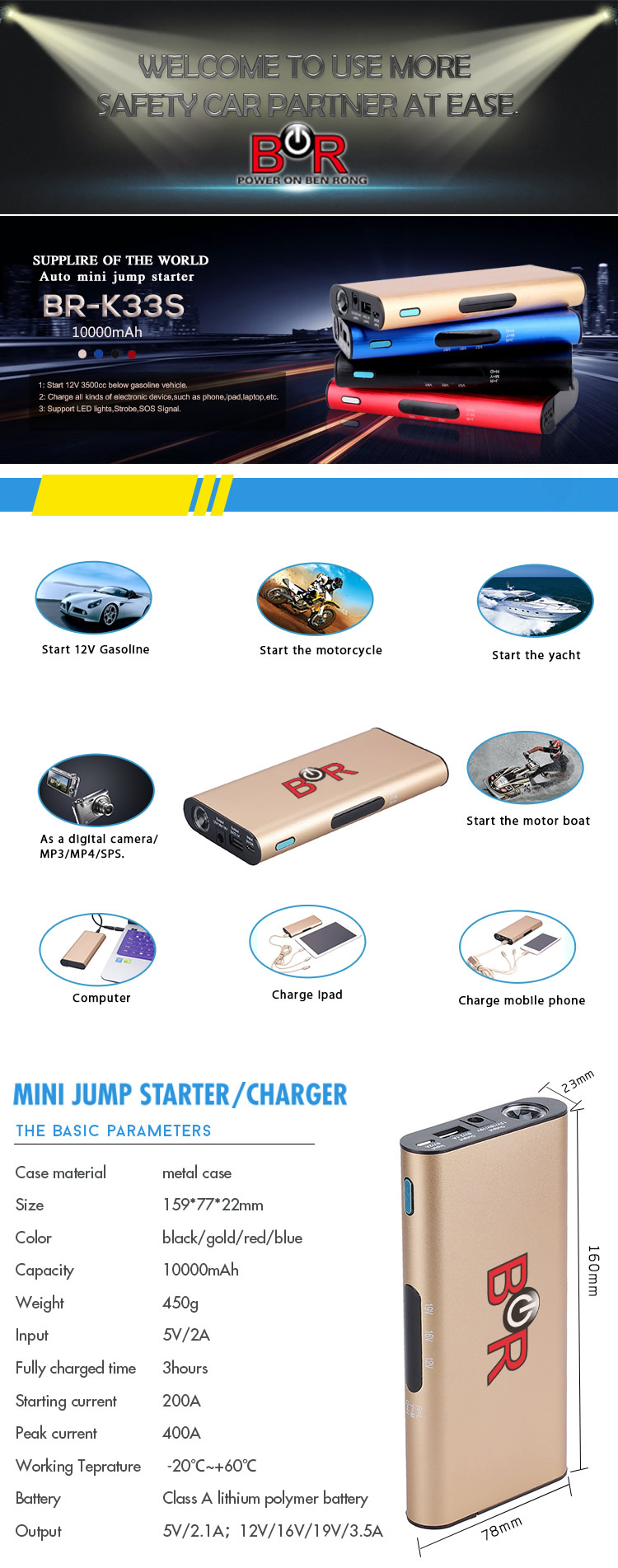 Hot Sale Model Car Jump Starter, Car Accessories