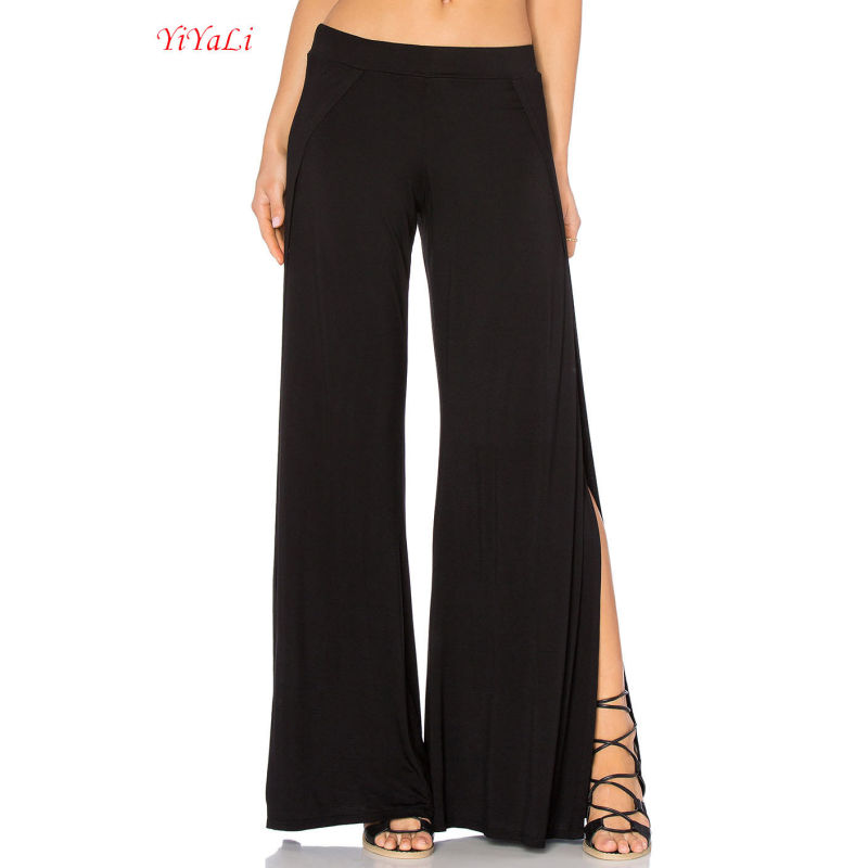 Rayon Wide Leg Pants with Slit