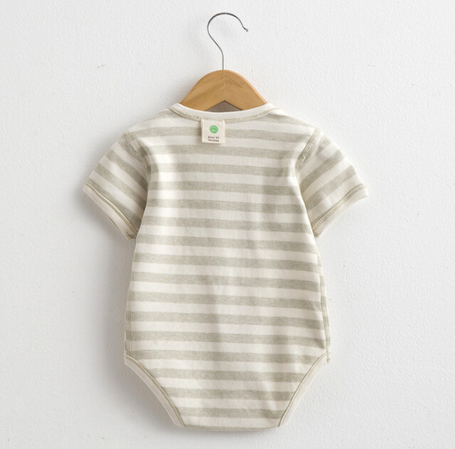 Summer Organic Cotton Baby Short Sleeve Striped Romper