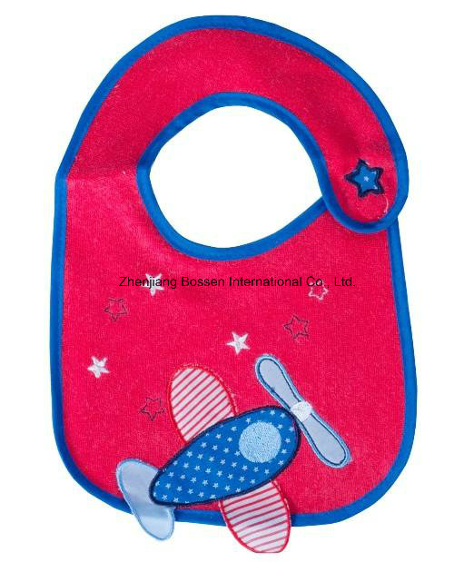 China Factory OEM Produce Customized Design Applique Embroidered Cotton Baby Girl's Feeder Bibs