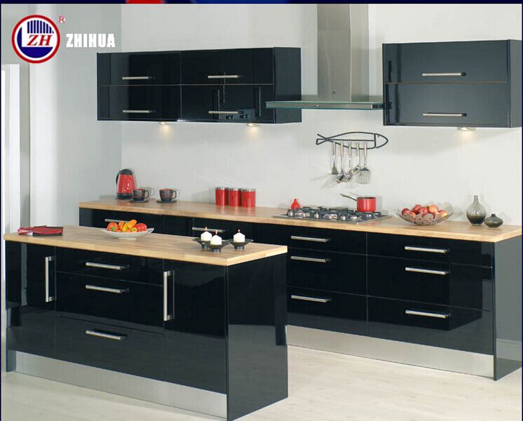 Modern Laminated Kitchen Cabinet with Acrylic / Lacqure /UV Surface Treatment (zhuv)