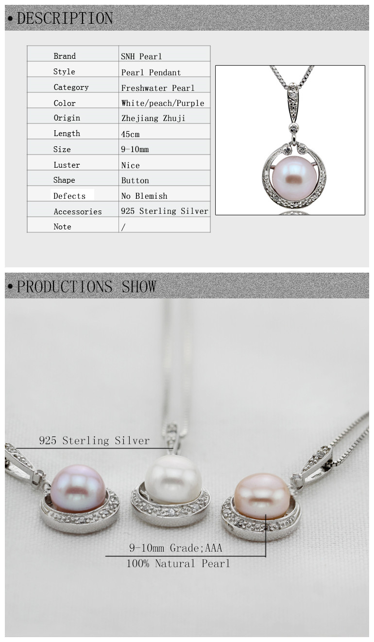 Pearl Pendants Wholesale 9-10mm Button Shape Fashion Natural Freshwater Pearl Pendant