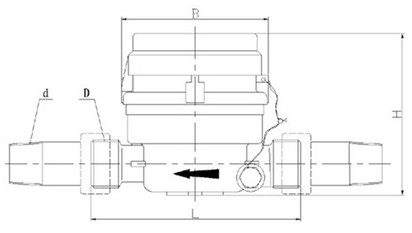 Single Jet Dry Type Vane Wheel Water Meter (LXSC-13D8bs)