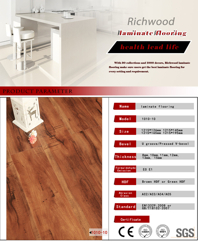 8.3mm HDF AC3 Embossed Oak Wood Wooden Laminated Laminate Flooring