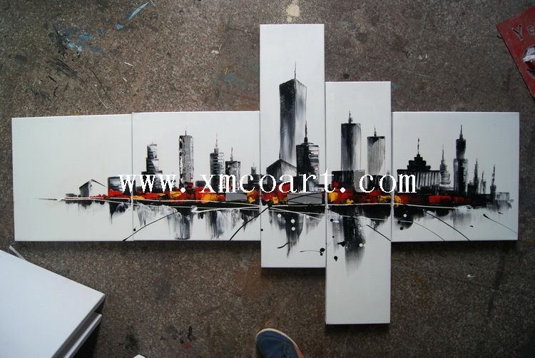 Modern Group Building Oil Paintings on Canvas