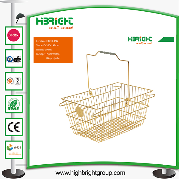 Metal Shopping Basket Oval-Shaped Supermarkets Basket