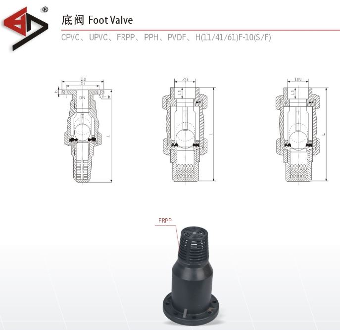 FRPP Foot Valve (H41F-10S) , Plastic Foot Valve, Bottom Valve