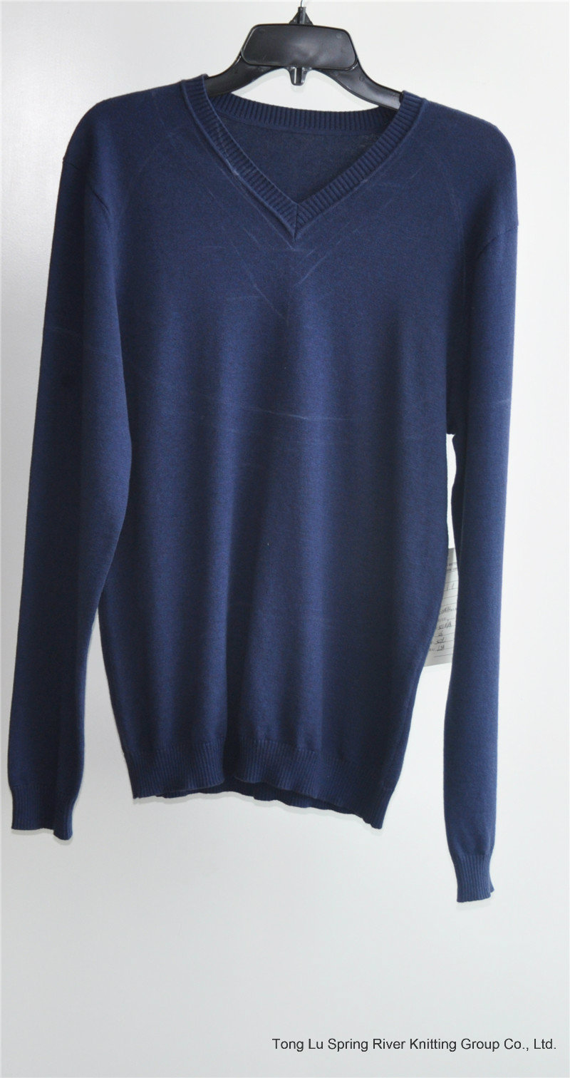 Winter Men Long Sleeve V-Neck Knit Pullover Sweater