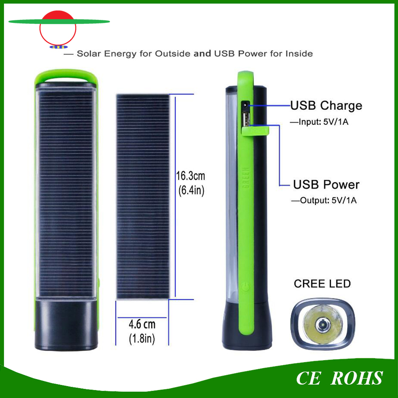 Hot Sale 1W High Power Solar Power Bank Torch Light Emergency Solar Flashlight for Mobile Charging