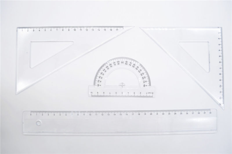 4 PC 30cm Student Plastic Ruler Set Office Stationery