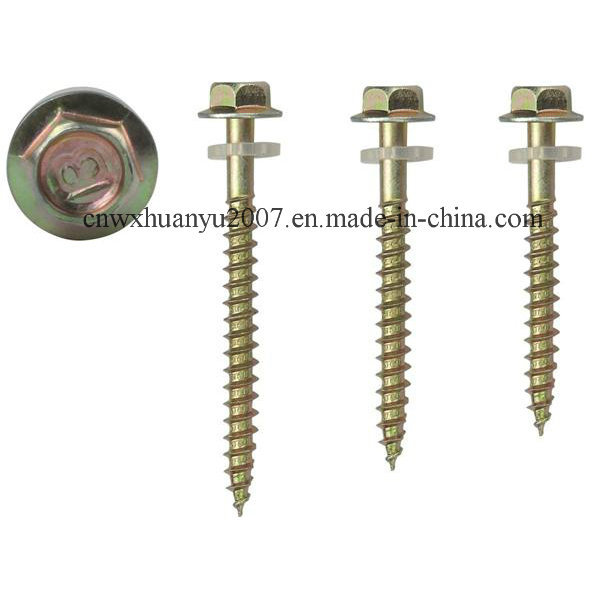 Half Thread Hexagonal Flange Screw with Yellow Zinc