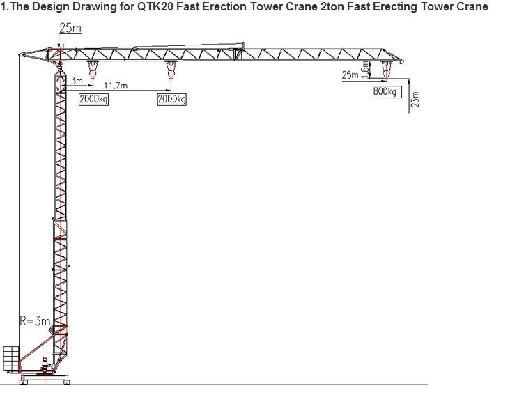 Qtk20 2ton Model Fast Erection Tower Crane with Best Quality