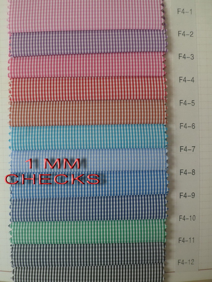 Pink/White Checks Twill CVC Yarn Dyed Fabric Shirting