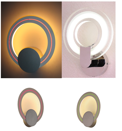 Modern Hotel Decorative Colorful Ring Bedside T5 Wall Light