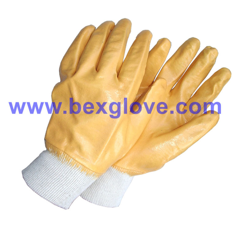 Cotton Glove. Yellow Nitrile, Full Coated