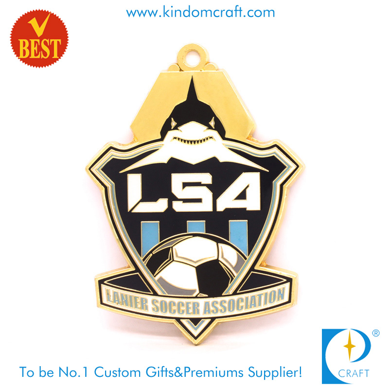 Customized Soft Enamel Football or Soccer Medal with Gold Plating