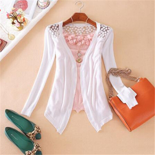 Womens Casual Fashion Long Sleeve Cardigan Hollow Knitwear