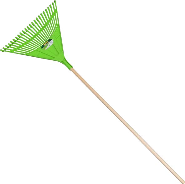 Garden Tools Reinforced Plastic Head Leaf Rake with Wooden Handle