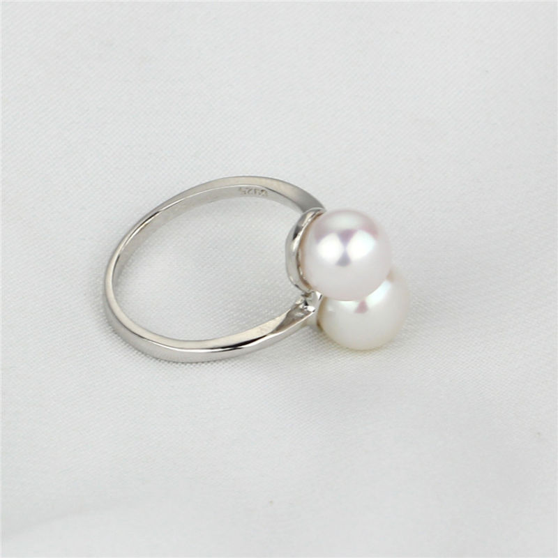 Double Button Genuine Pearl Jewelry Ring