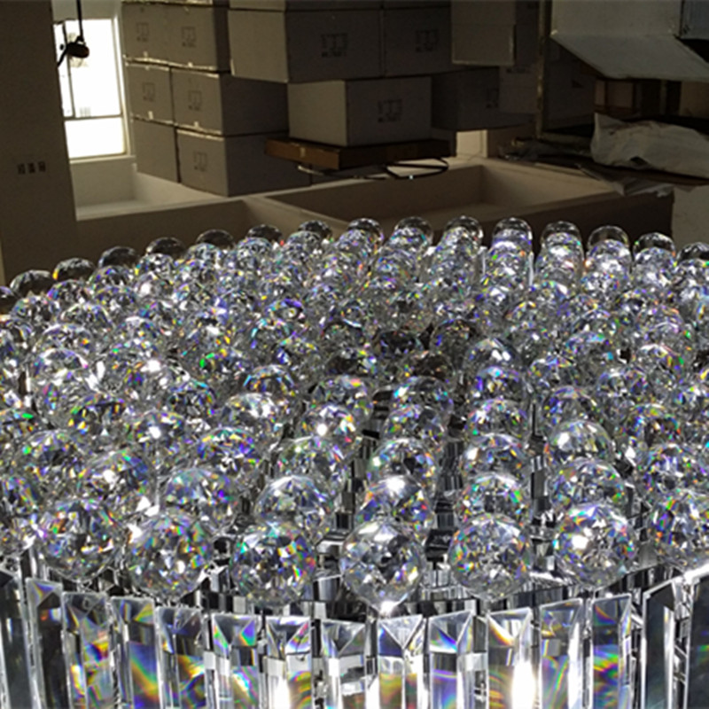 French Modern Lobby Large Cylindrical Luxury Clear Crystal Chandelier