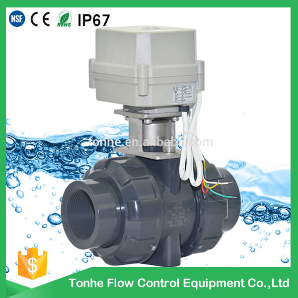 2 Way Mini 1 1/2'' Inch Motorized PVC Valve Electric Actuator Water Ball Valve