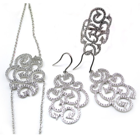 Wholesale Fashion Silver Set 925 Silver Flower Set