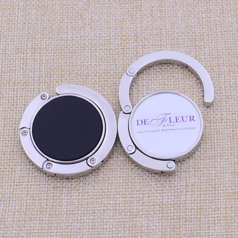 Printing Epoxy Logo Purse Hook with High Quality Bag Hook Wholesale Sale