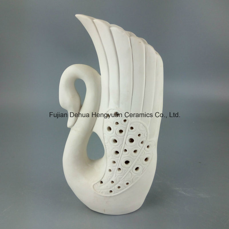 Chinese Handmade Swan Shape Flower Vases White Ceramic (Home Decoration)