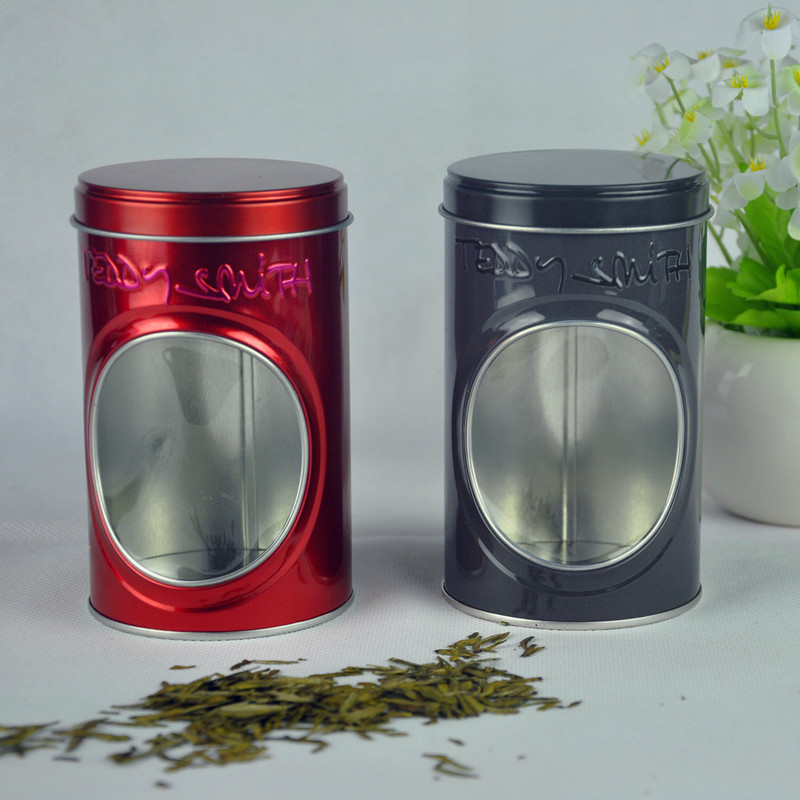 Custom Round Tea Tin Box with PVC Window China Supplier