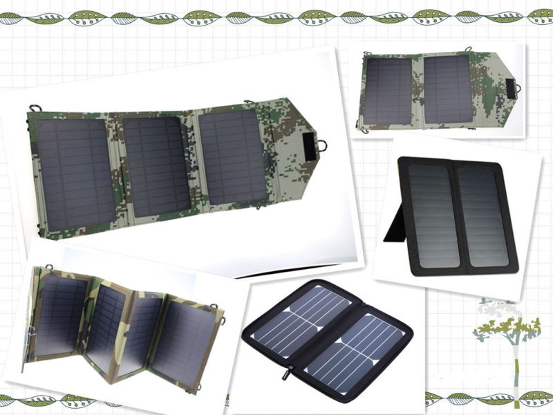 14W Dual USB Port Solar Charger for Mobile Phone