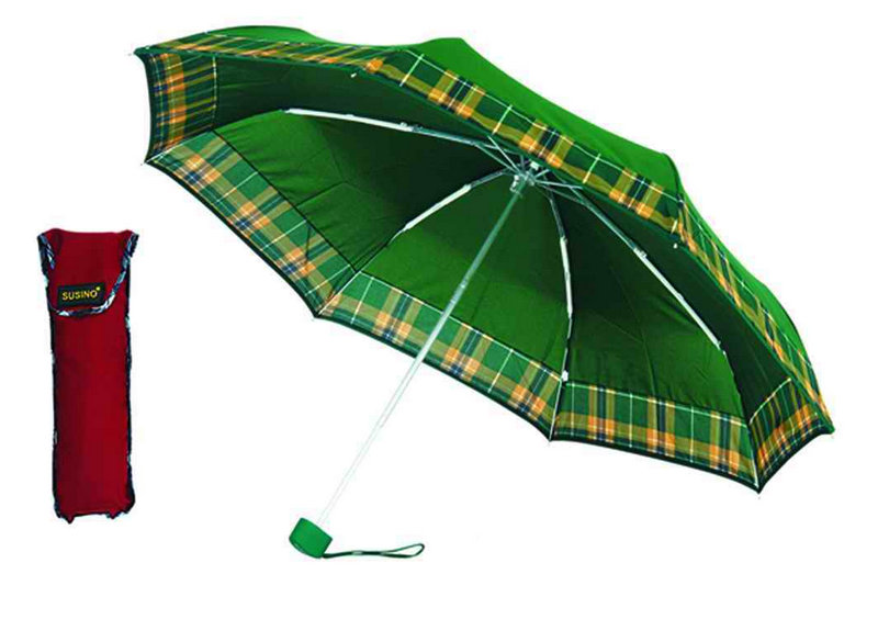 Check Border Solid Edge Windproof Fold Umbrella (YS-3FM21083406R)