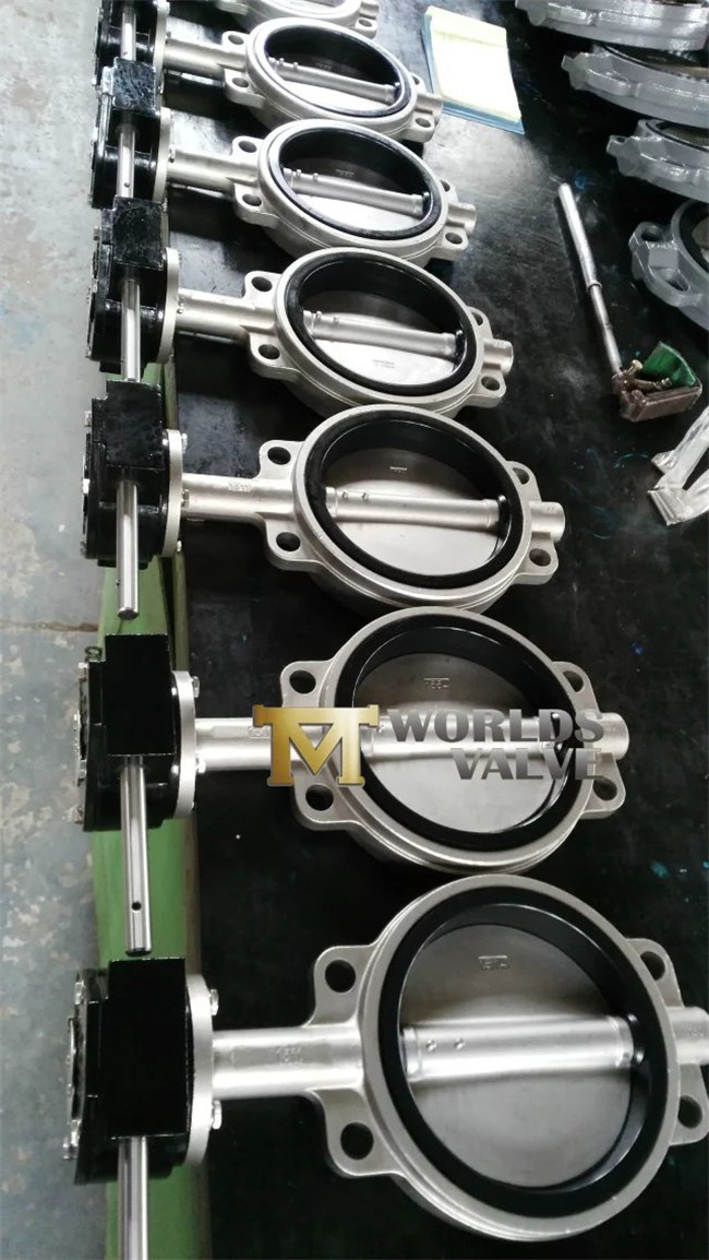 Hand Wheel Stainless Steel PTFE Liner Wafer Type Butterfly Valve