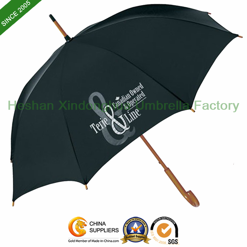Advertising Printed Logo Straight Wooden Umbrellas for Promotional Gifts (SU-0023W)