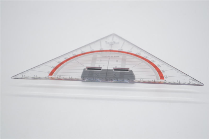 Protractor and Triangular Plastic Ruler for Office Stationery