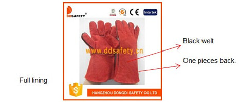 Red Cow Split Leather Glove Safety Glove Working Glove Dlw615