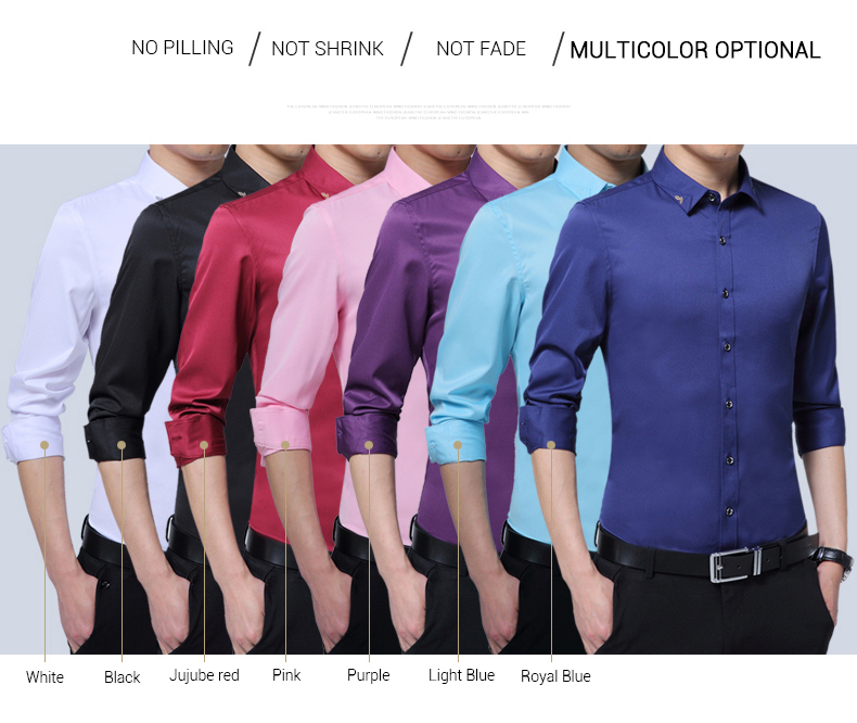 Men Fashion Long Sleeve Shirts New High Quality Shirt Casual Slim Fit Shirt