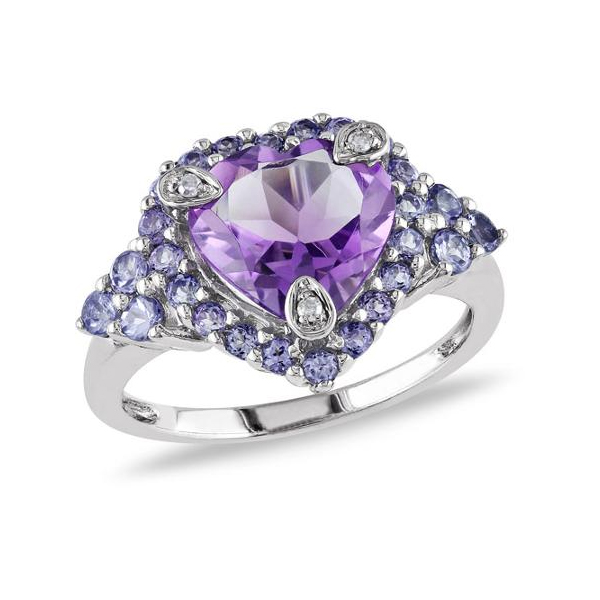 Amethyst 925 Sterling Silver Heart Rings Jewelry with CZ