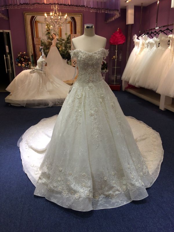 Princess off The Shoulder Complex Hand Beading Wedding Dress