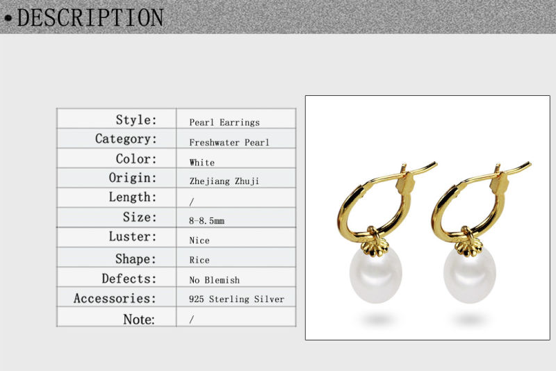 Hot Sale Pearl Earring Jewel 925 Freshwater Pearl Earring Jewel Drop Shape Real Pearl Earring