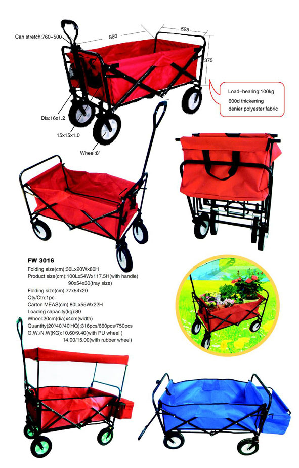 Easygowagon Folding Collapsible Utility Wagon Fits in Trunk of Standard Car Red