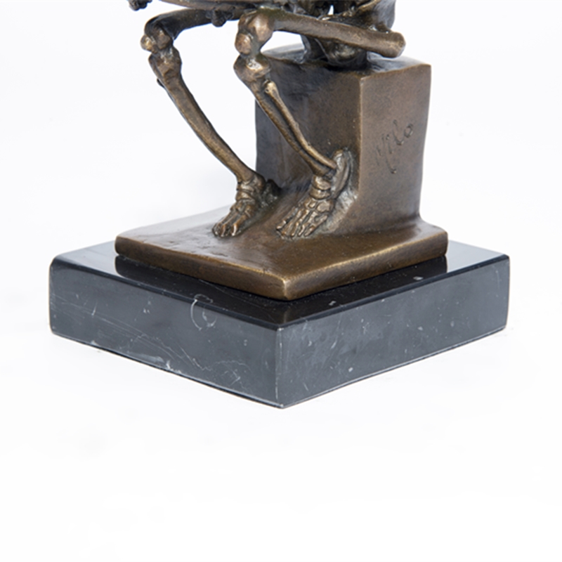 Classic Deco Skeleton Thinker Sculpture Art Craft Bronze Statue Tpy-298