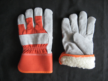 Cow Split Palm Acrylic Pile Winter Leather Glove-3089