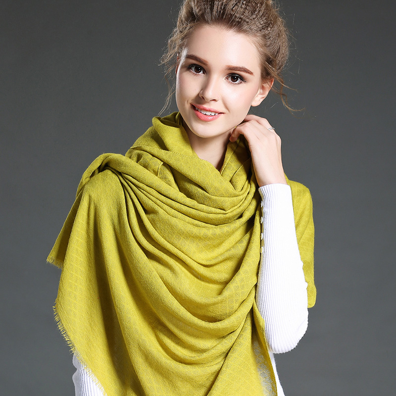 Women in Winter to Keep Warm Plain Yellow   Polyester Scarf Shawl