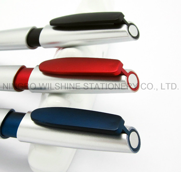 Silver Plastic Ball Pen with Color Parts for Promotion (BP0236S)